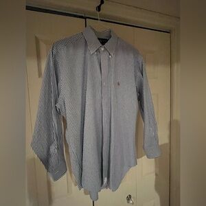 Ralph Lauren Blue and White Striped Dress Shirt